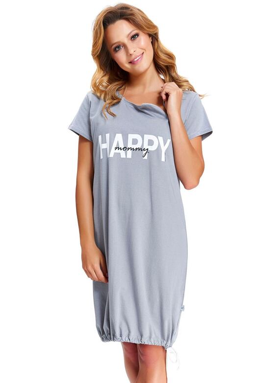 Materská nočná košeľa Happy Mommy sivá zips