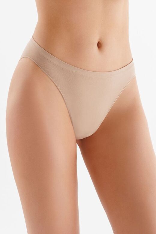 Bezšvové nohavičky Hi-leg briefs béžové