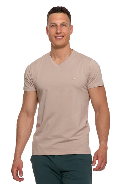 Pánske bavlnené tričko Slim fit Premium béžové