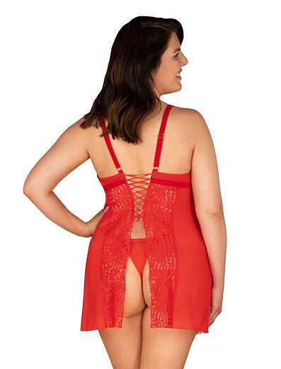 Košilka pro plnoštíhlé a tanga Blossmina červená
