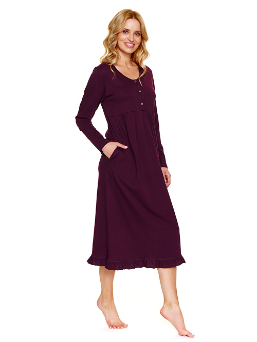 Dlhá nočná košeľa Debie bordová