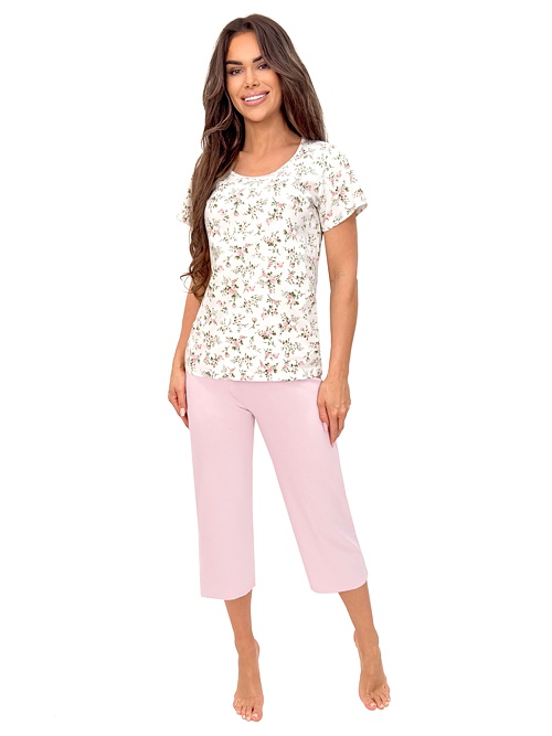 Bavlněné pyžamo Emilia 3/4 květované