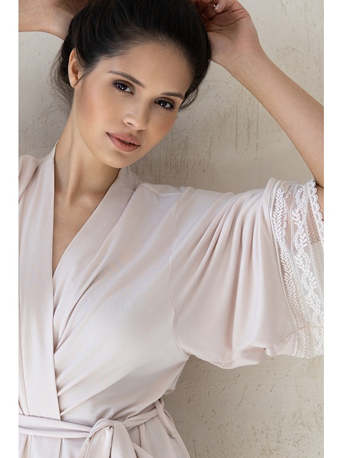 Modalowy szlafrok damski Stella beżowy