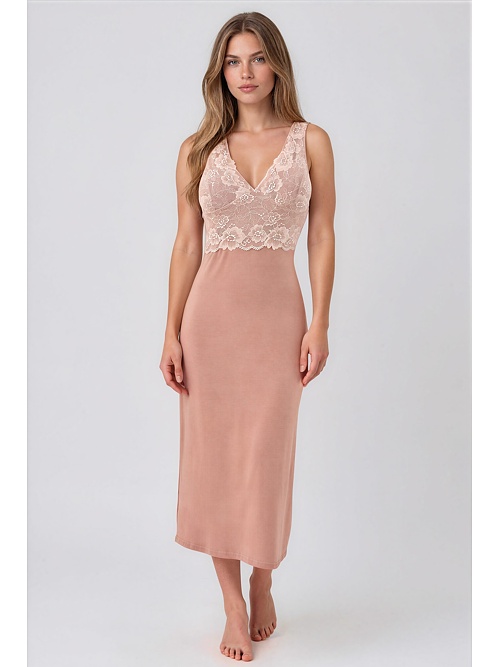 Panay hosszú hálóing, világosbarna