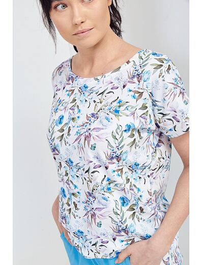 Pijamale damă Lilac alb cu model floral