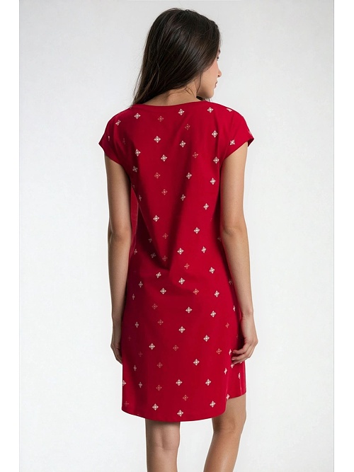 Bawełniana koszula nocna Dotie czerwona świąteczna