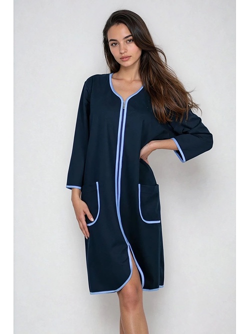 Bavlnený župan Denisa tmavo modrý 