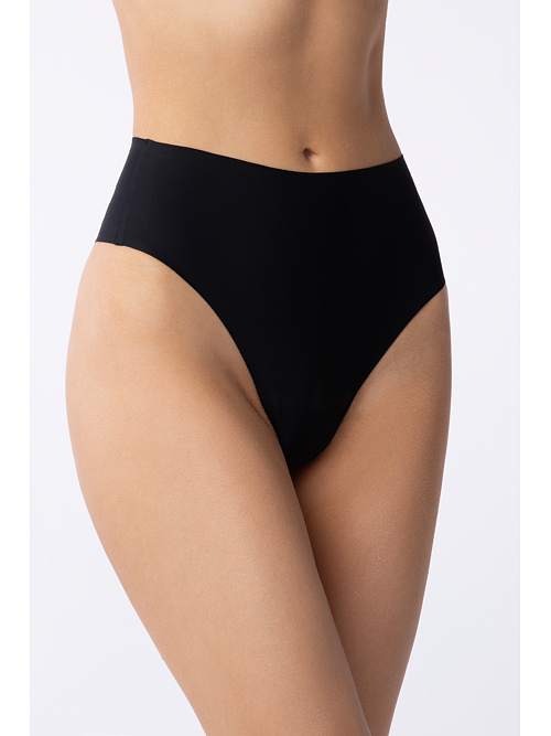 Simple String Maxi magas derekú varrásmentes tanga, fekete