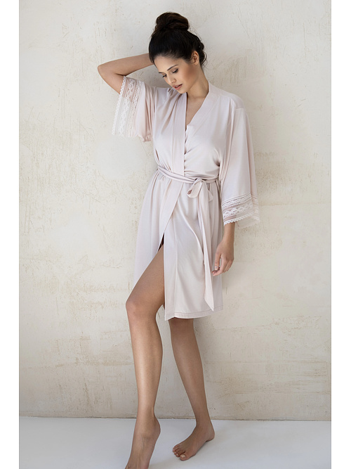 Modalowy szlafrok damski Stella beżowy