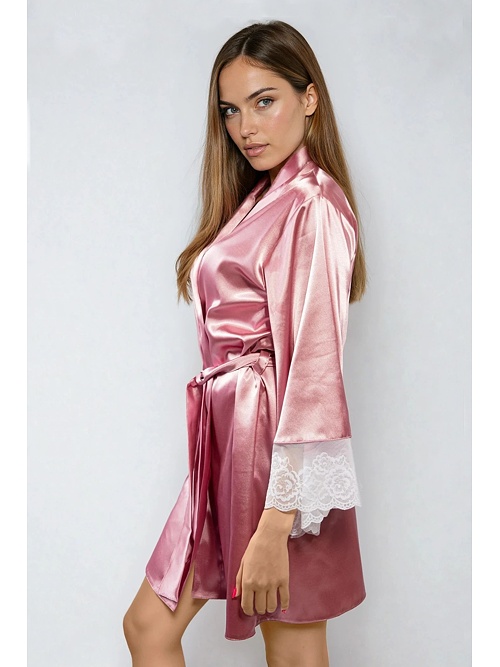 Satynowy szlafrok Adelaide w kolorze starego różu