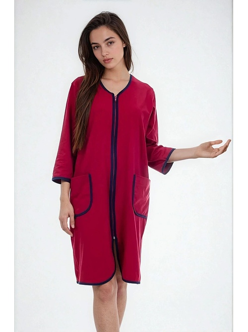 Bavlněný župan na zip Denisa vínový
