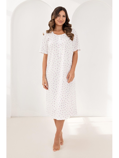 Cămașă de noapte lungă Bella ecru trandafiri