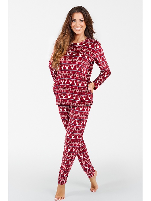 Pijamale de damă Islandia vișiniu cu model norvegian