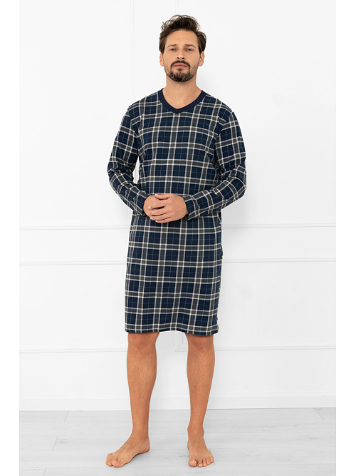 Męska koszula nocna Andreas ciemnoniebieska kratka