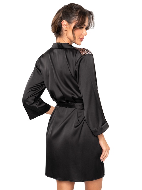 Saténový župan Sabrina čierny