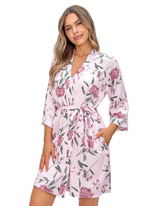 Halat de damă cu model floral Gabriela scurt