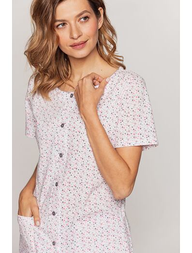 Pijama femei Petra albă cu flori