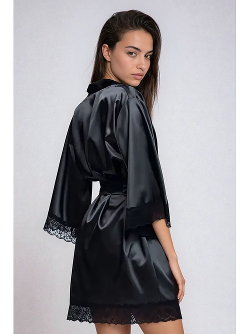 Saténový župan Sauda čierny