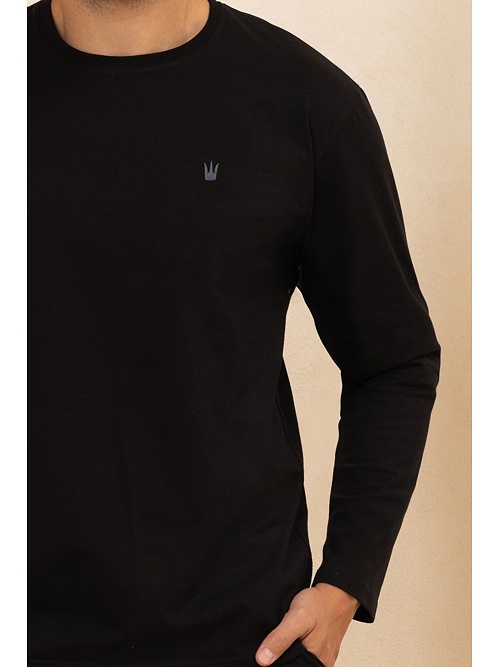 Bavlněné pánské pyžamo Jack černé s korunou