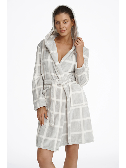 Dámský župan Magically šedý se vzorem kostky