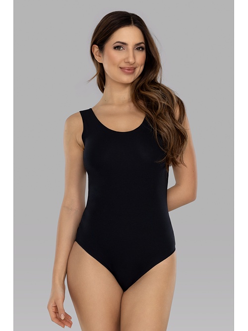 Mila vállpántos női pamutbody, fekete