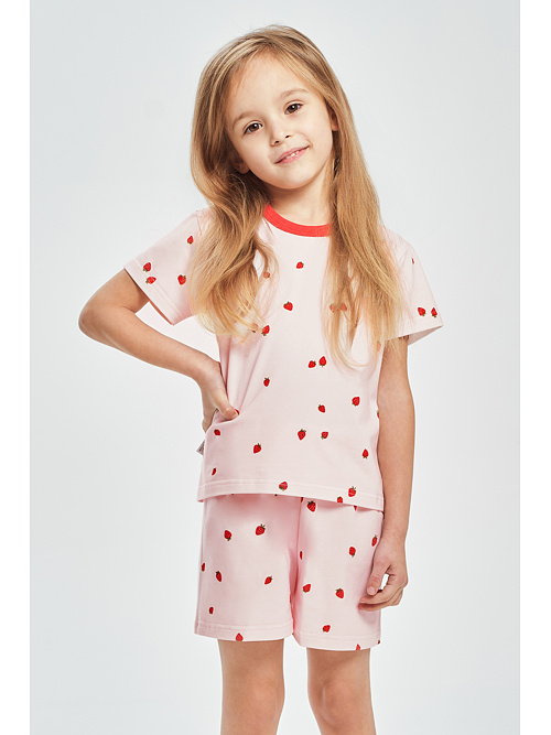 Pijamale pentru fete Maia roz căpșuni