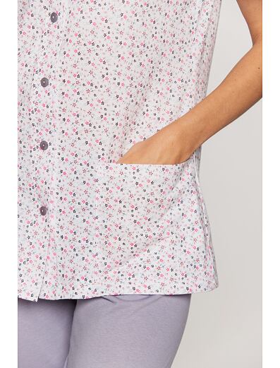 Pijama femei Petra albă cu flori