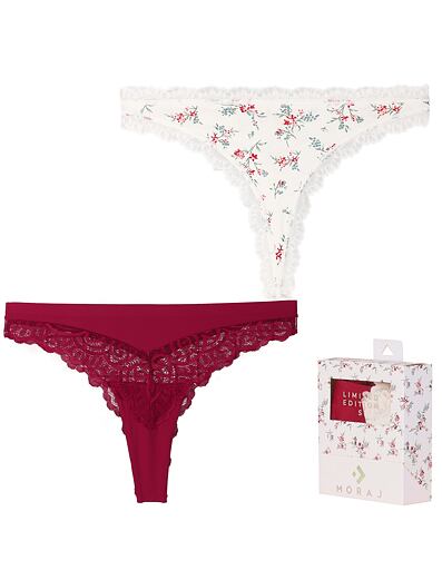 2pack tanga BCL1900-011vișiniu și alb cu model