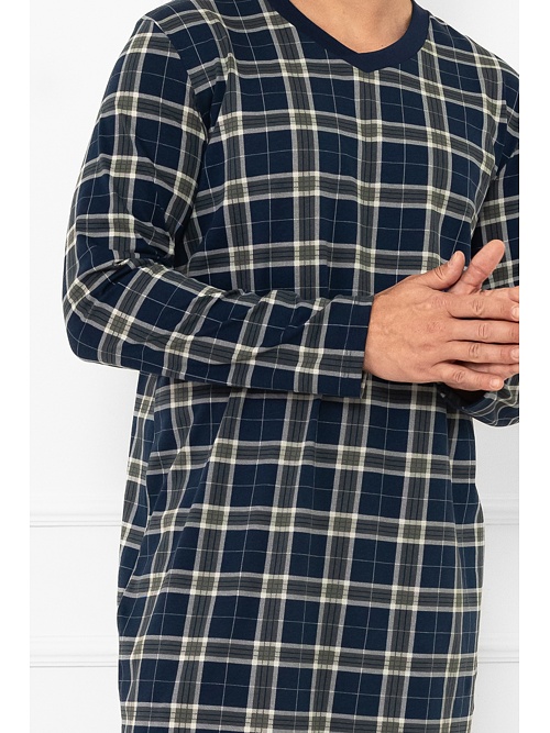 Męska koszula nocna Andreas ciemnoniebieska kratka