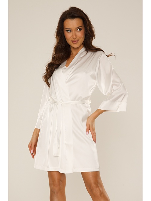 Halat de damă din satin Cordelia alb