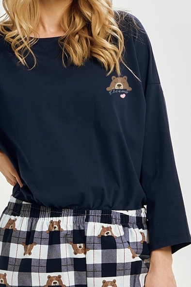 Piżama damska Astrid z niebieskiej flaneli