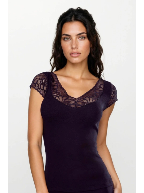 Černé triko s krátkým rukávem Anna bavlněné