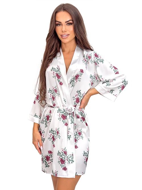 Saténový župan Julia květiny