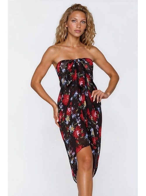 Pareo negru Dalie cu flori