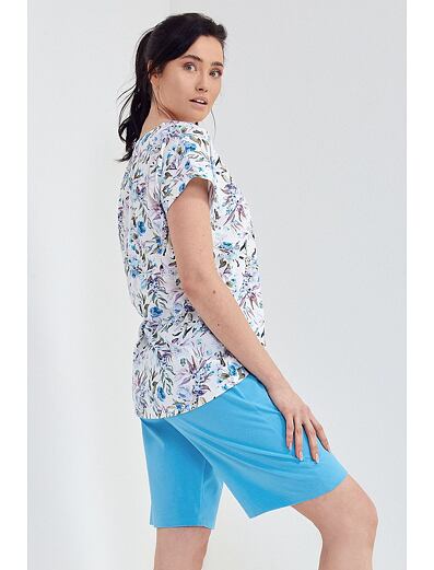 Pijamale damă Lilac alb cu model floral