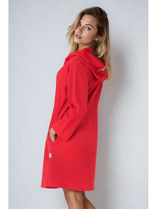 Dámsky bavlnený župan Azalka červený so zipsom